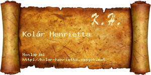 Kolár Henrietta névjegykártya